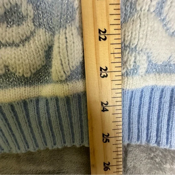 VTG 80s 90s Rose Textured 3D Knit Sweater Wms M NO SIZE TAG USA Pastel Glitter - Picture 10 of 14